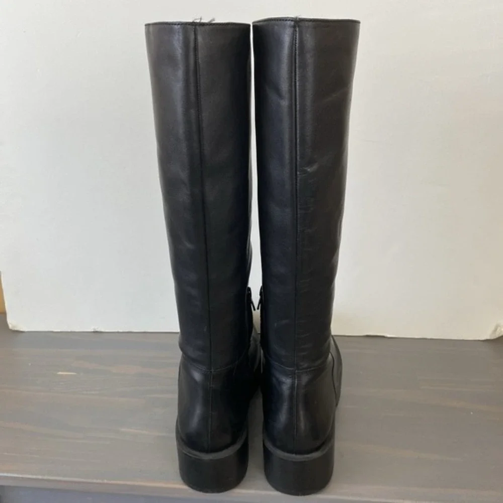 Mango Y2K Platform Tall Leather Boots‎ Women Size 9 EU 40 Black Gothic Gorpcore - Picture 3 of 12